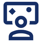 Icon einer Person die auf einen Bildschirm schaut